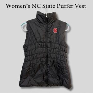 Colosseum Black Puffer Vest NC State Wolfpack